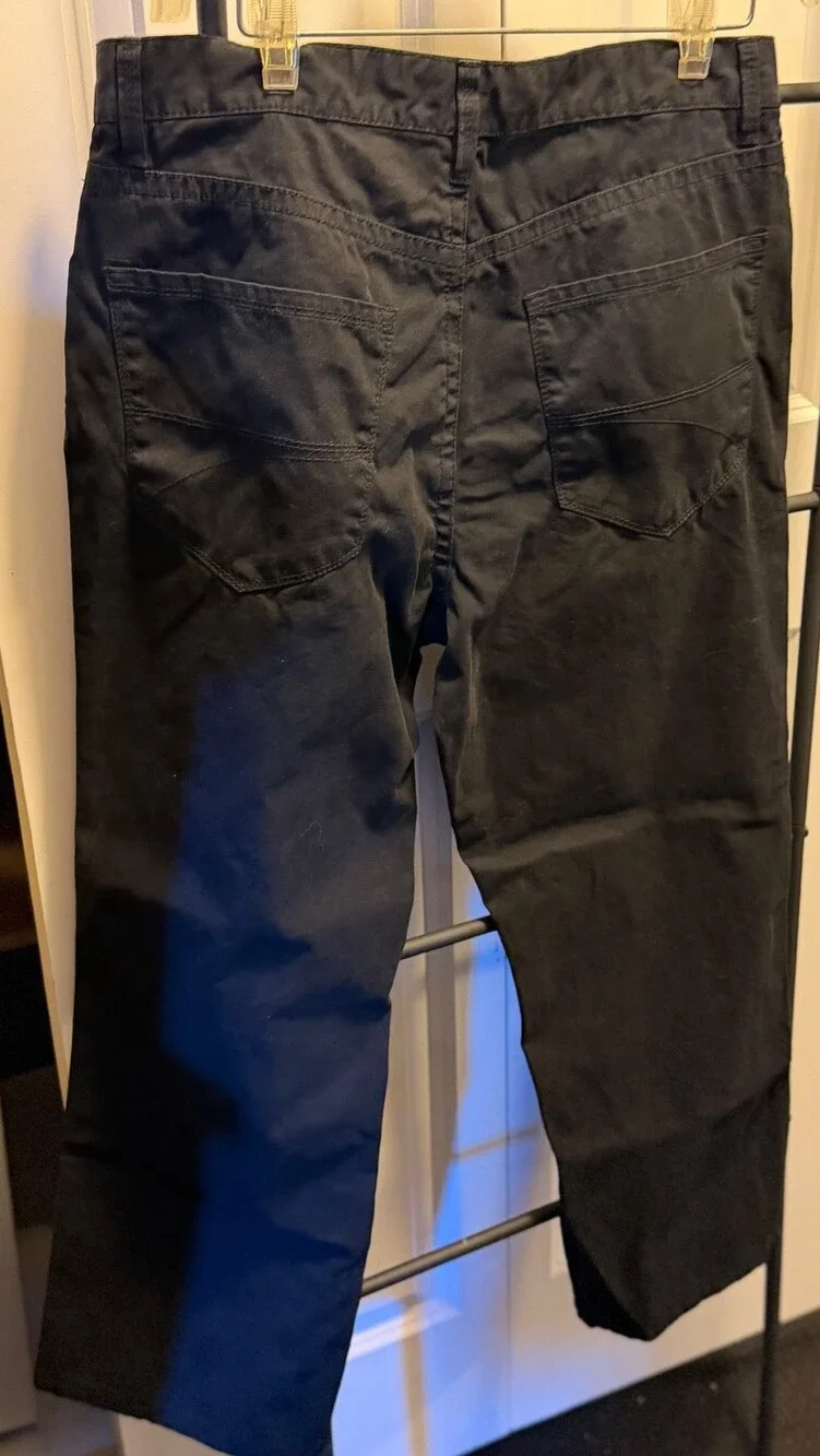 Tommy Hilfiger Mens Black Casual Pants 33x32 Straight 5 Pocket Cotton Chinos